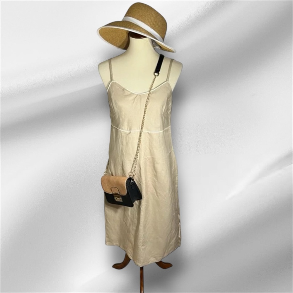 Beige Empire Waist Slip Dress